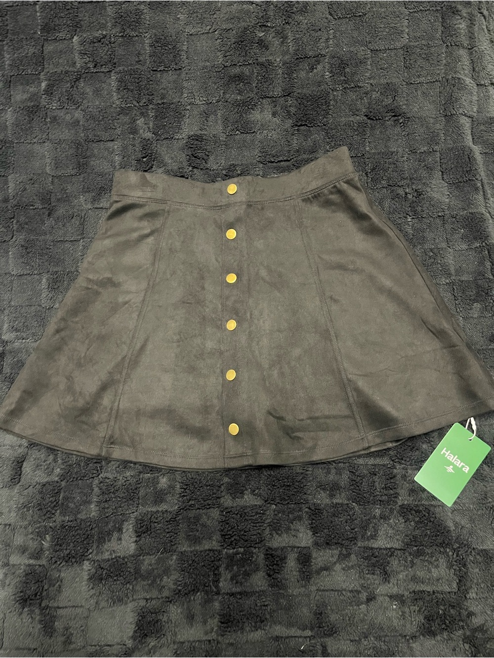 Halara NWT Suede Mini Skirt Mock Button Down Pullover Womens M